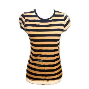 Universal Thread Black & Tan Striped, 100% Cotton, Tee T-shirt, Small